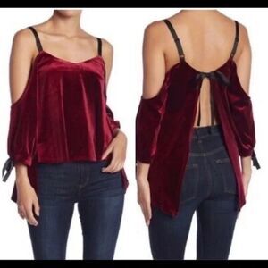🟢 Y2K Romeo & Juliet Couture Burgundy Velvet Ribbon Tie Back Camisole Sz M
